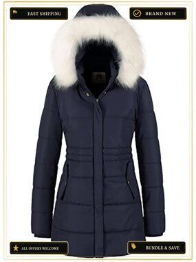 Women's Long Puffer Parka Faux Fur Hood Waterproof Winter Coat